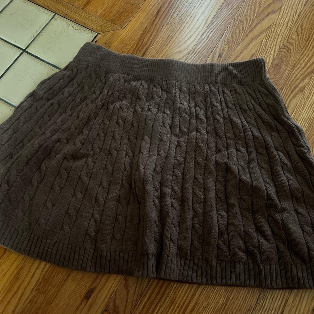 American Eagle Outfitters Brown Cable Knit Mini Skirt